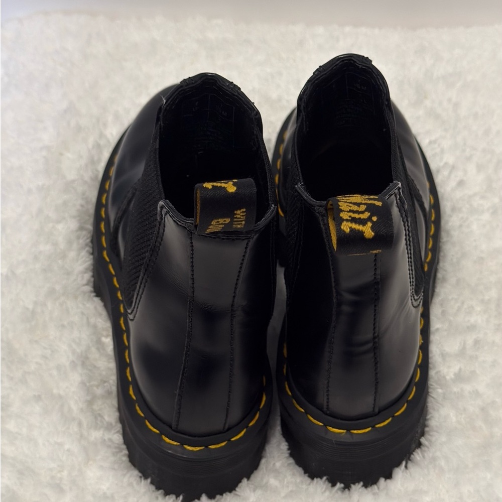 Dr. Martens Black Chelsea Platform Boots with Yellow Stitching - Picture 12 of 12